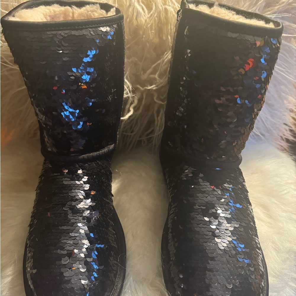 UGG Black Sequin Boots - Tall (Mid Calf)